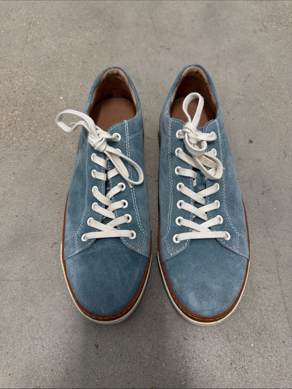 Allen Edmonds Men's Suede Low-Top Sneakers in Dusty Blue with White Laces